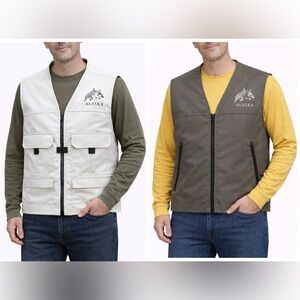 Men's Outdoor Vest - reversible - cream & kaki